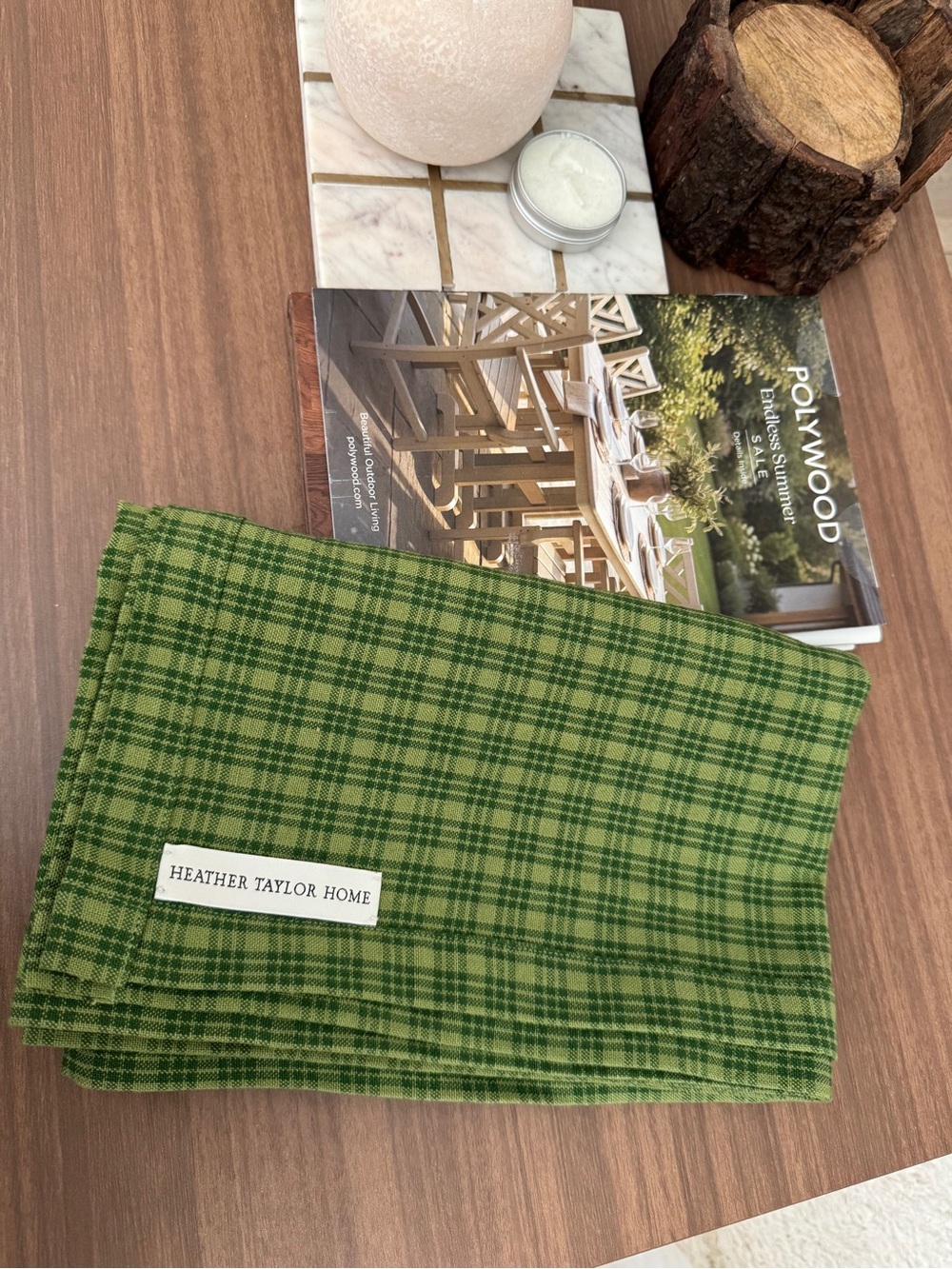 HEATHER TAYLOR HOME Katherine Evergreen Cotton
Table Runner
Green Plaid Cotton